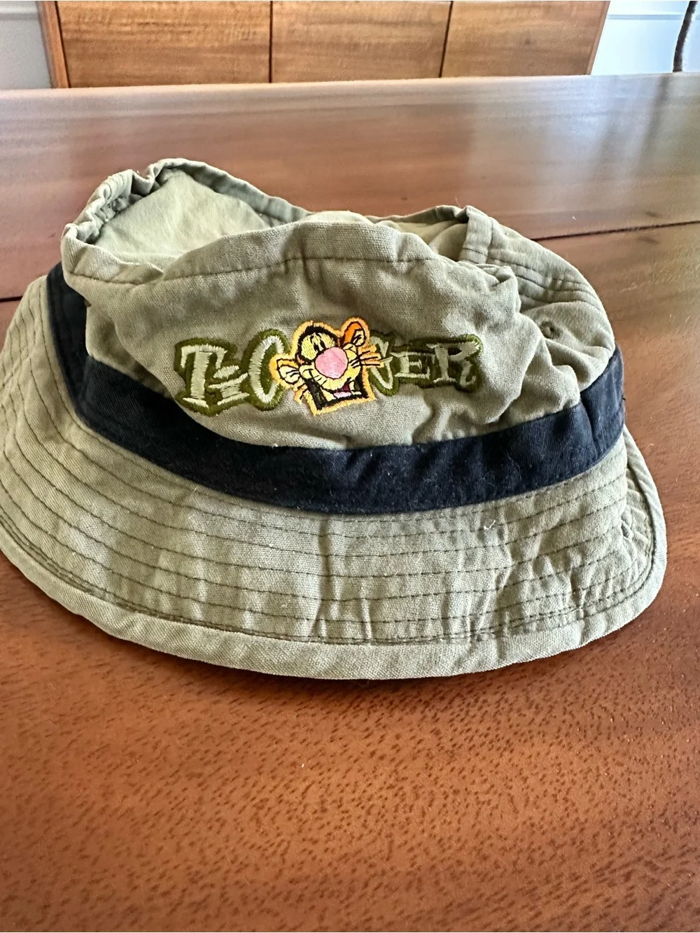 Kids Khaki Bucket Hat with Embroidered Tigger Patch